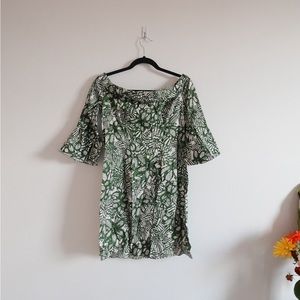 H&M Green Floral Off The Shoulder Dress